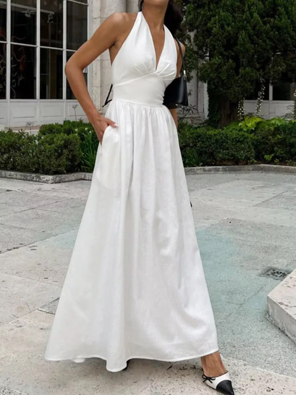 Halter Neck Flowy Maxi Dress, image 3