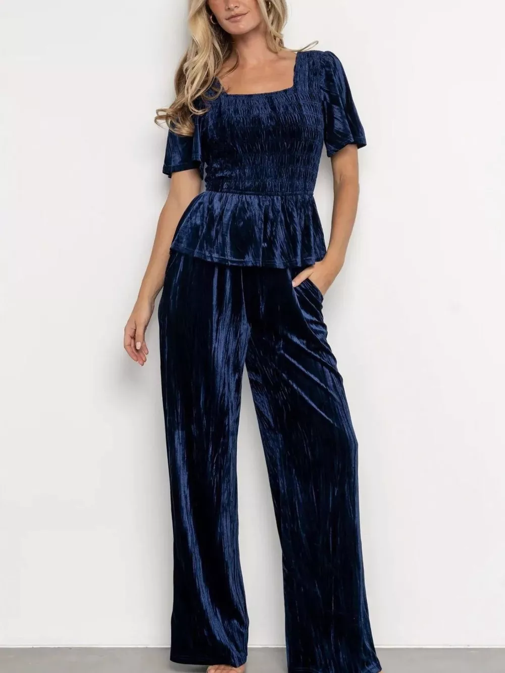 Velvet Top and Wide-Leg Pants Set, image 2