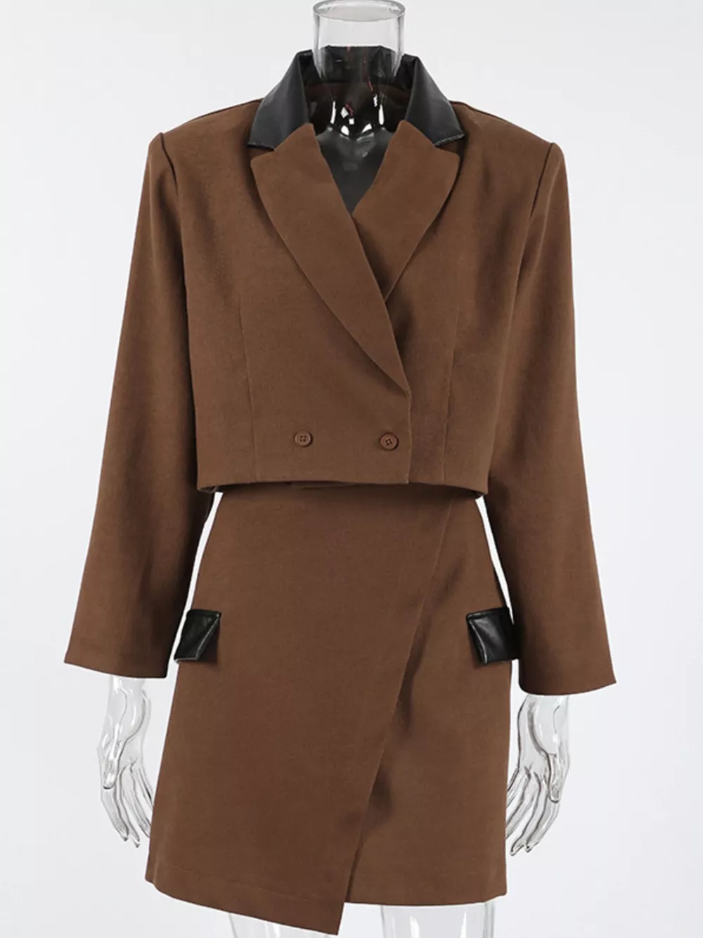 Double-Breasted Blazer & Asymmetrical Skirt Set, image 10