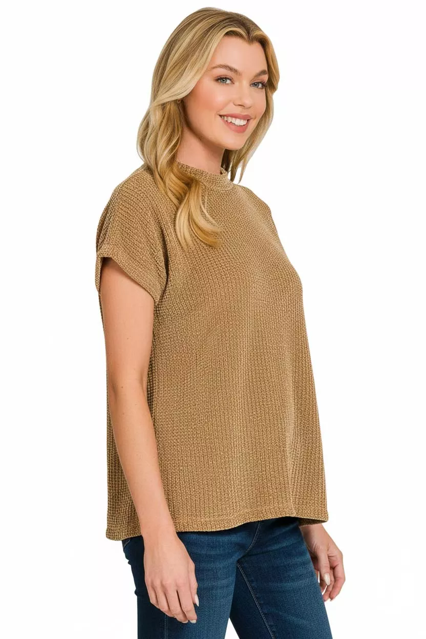 Chenille Waffle Cap Sleeve Sweater, image 2