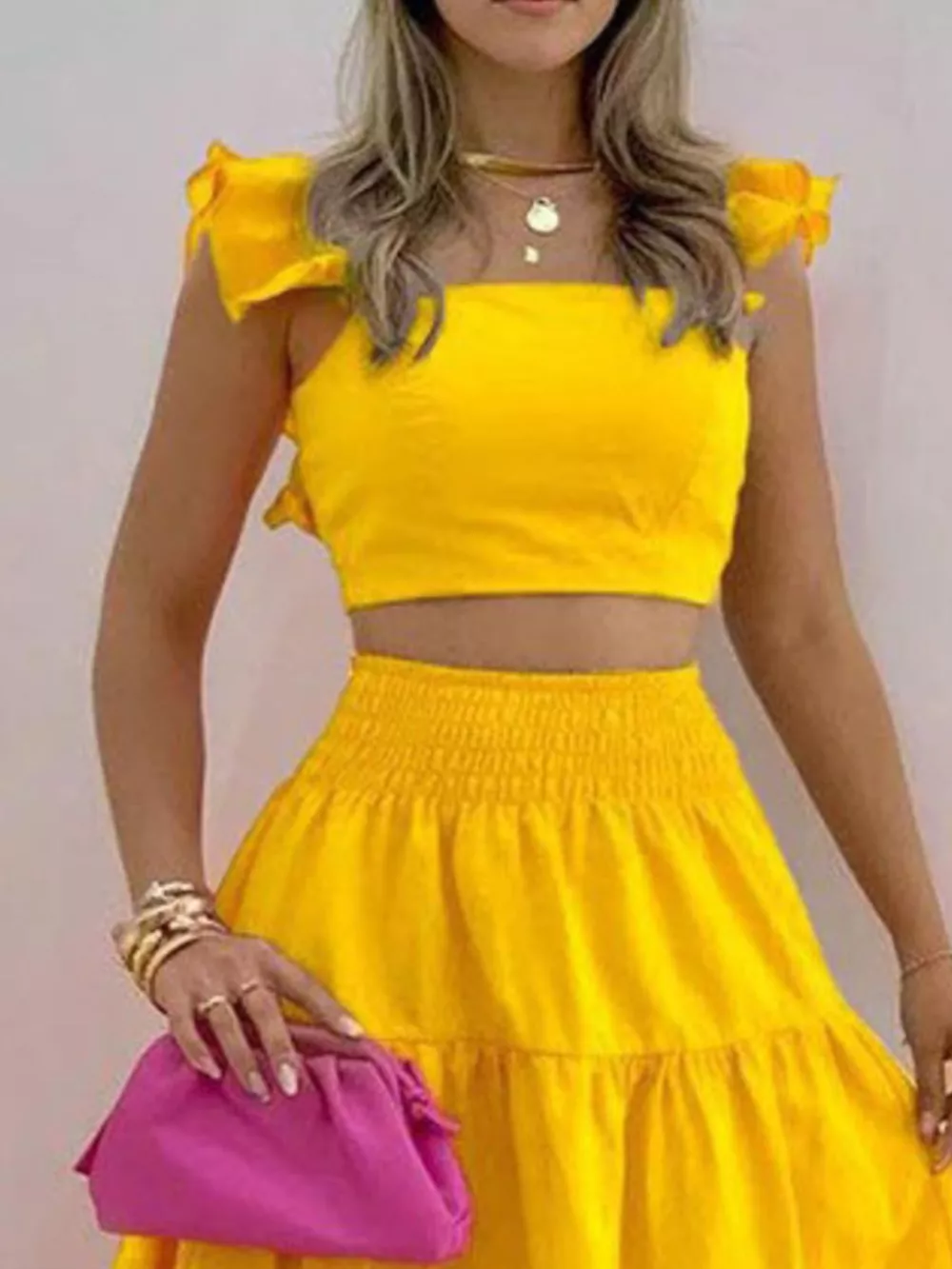 Crop Top and Tiered Maxi Skirt Set, image 9
