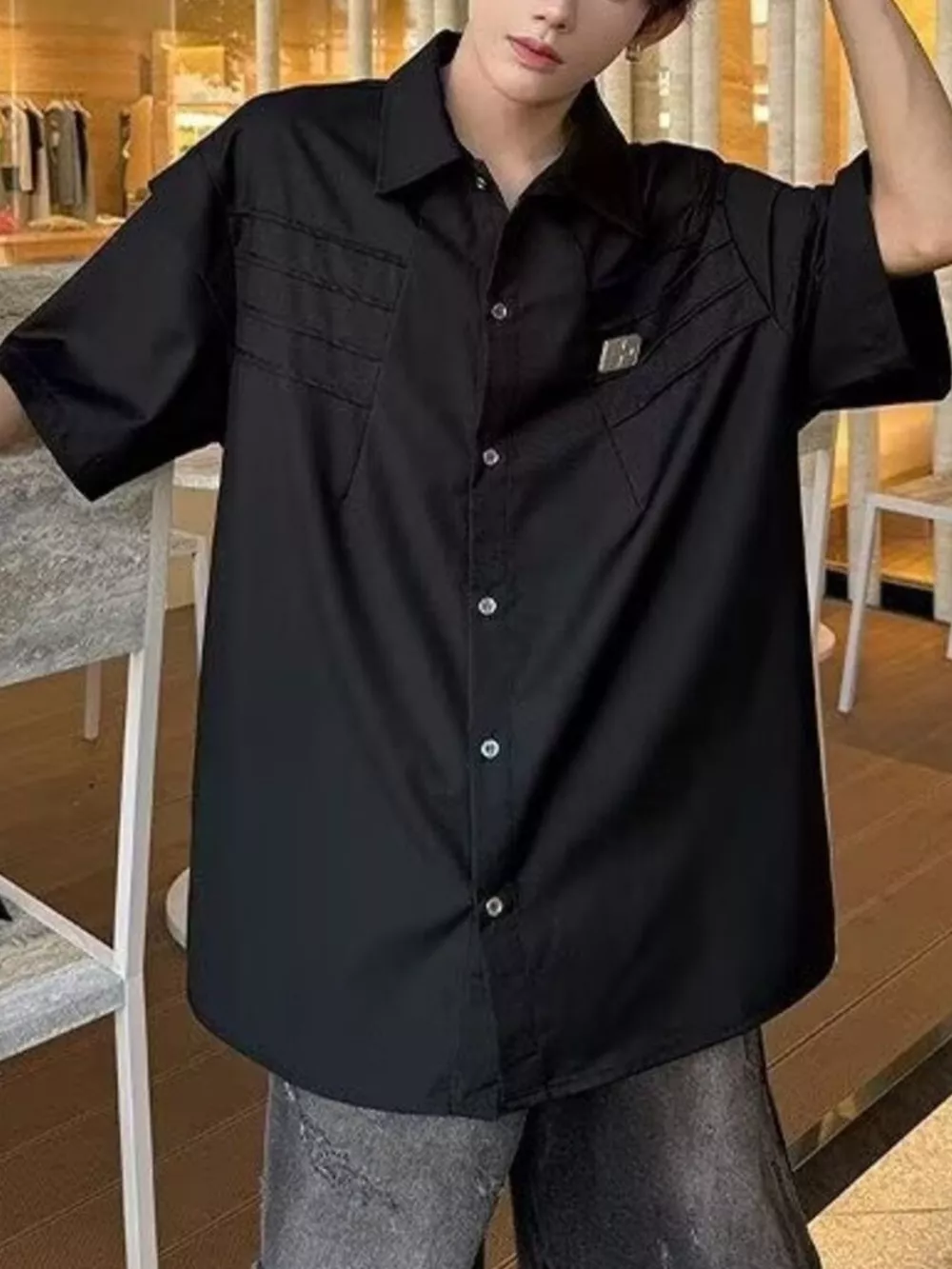 Men's Plus Size Button Up Half Sleeve Shirt