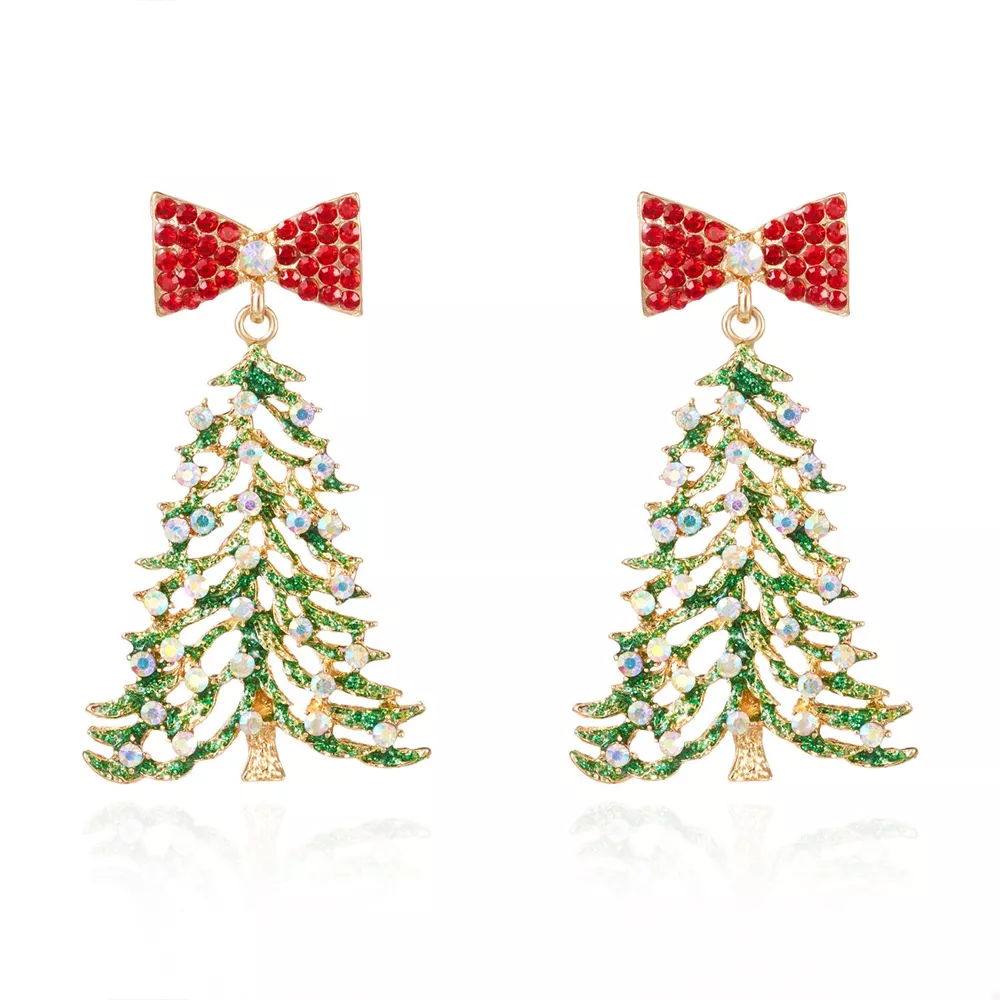 Christmas Tree Bow Drop Earrings, image 6