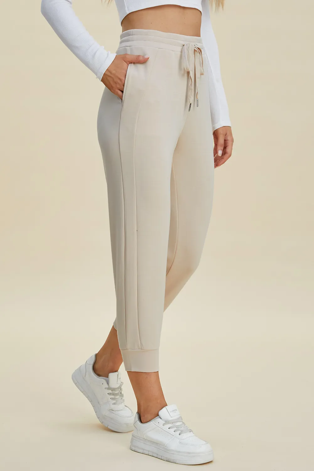 Full Size Air Scuba Drawstring High Waist Cropped Pants, image 6