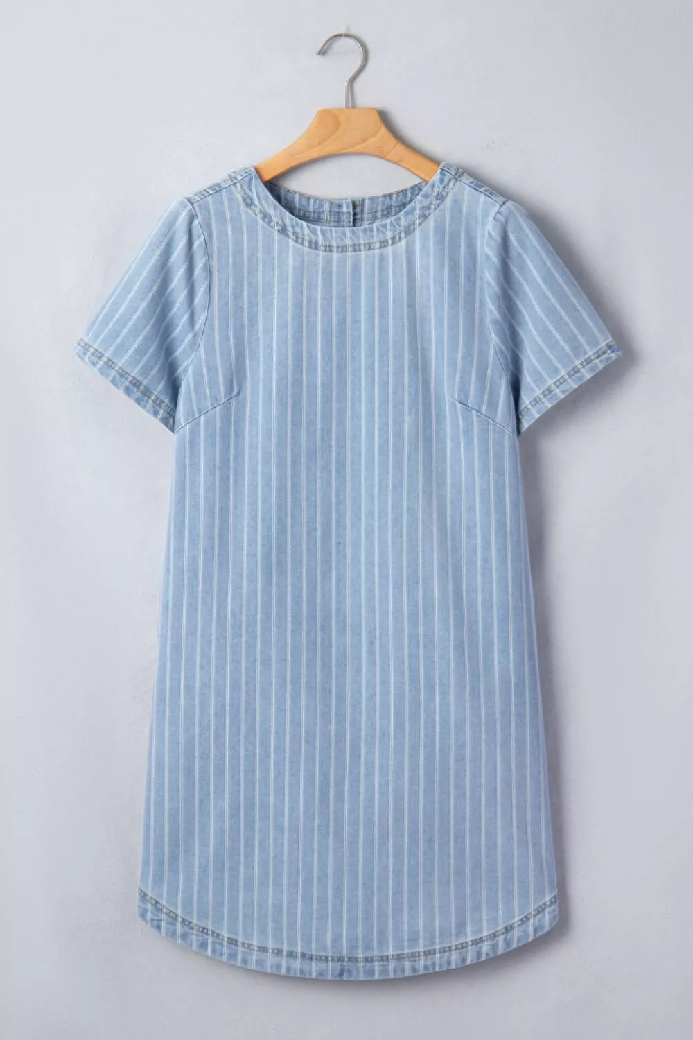 Stripe Buttoned Back T-Shirt Denim Mini Dress, image 6