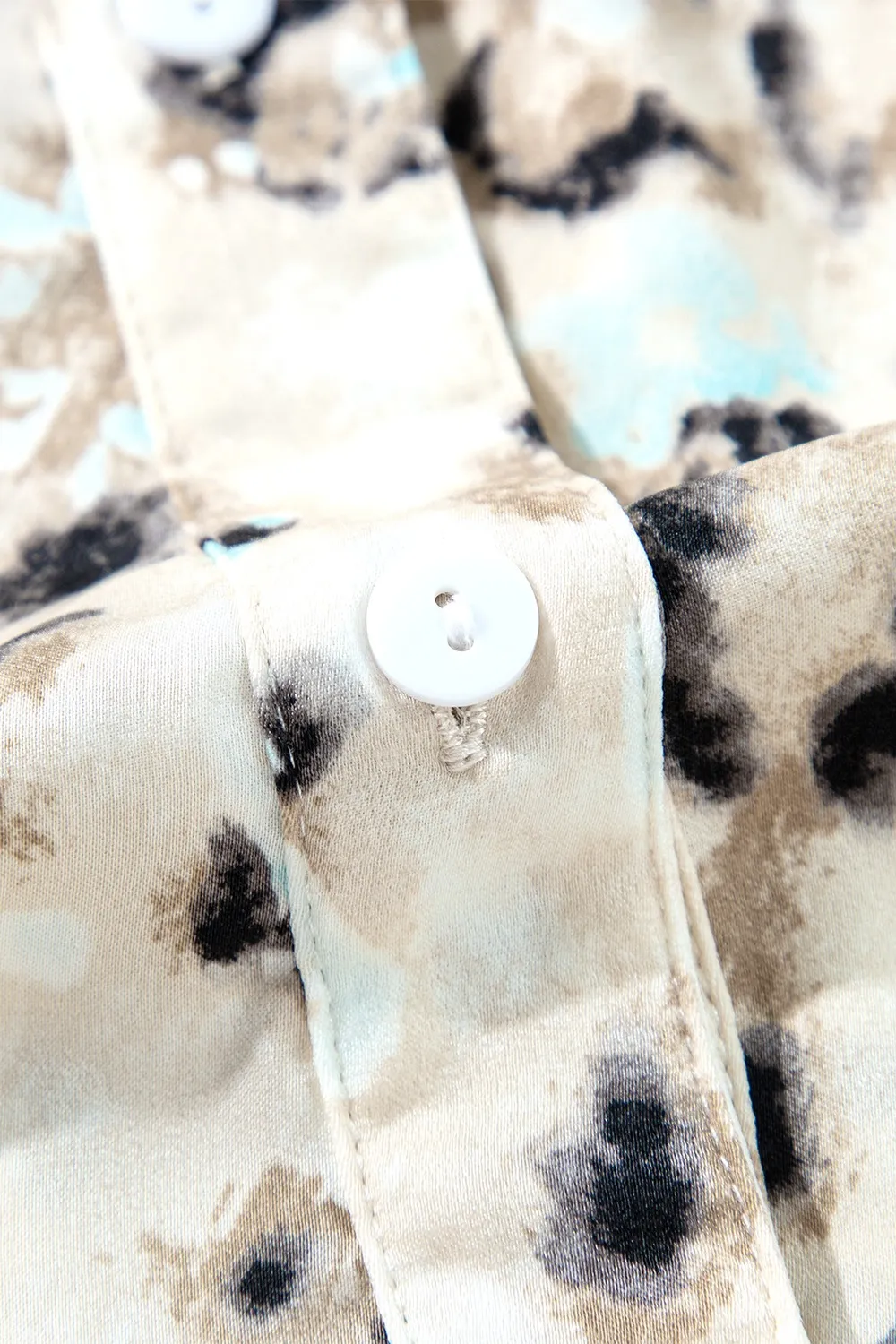 Leopard Print Buttoned Front 3/4 Sleeve Tiered Ruffled Hem Dress, image 7