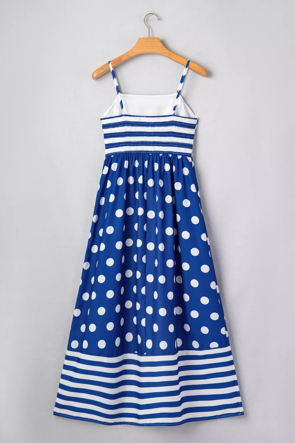 Striped Polka Dot Patchwork High Waist Spaghetti Straps Maxi Dress, image 7