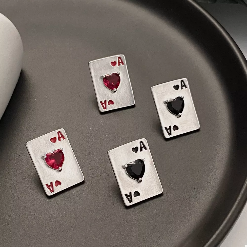 Poker Card Ace of Hearts Stud Earrings
