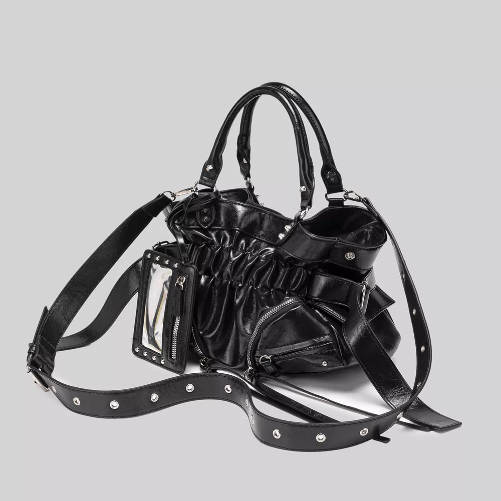 Ruched Leather Crossbody Bag, image 2
