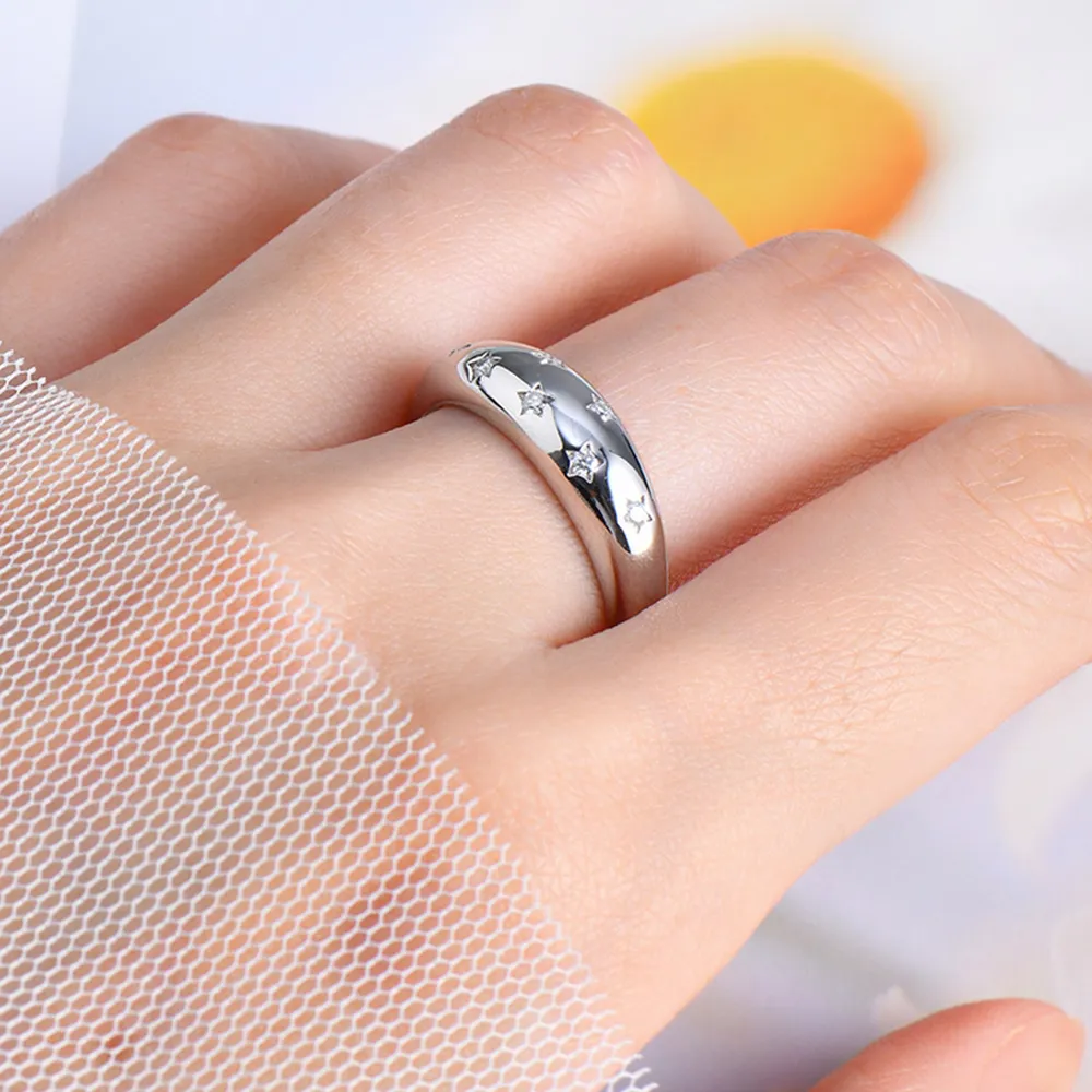 925 Sterling Silver Inlaid Moissanite Star Ring, image 2
