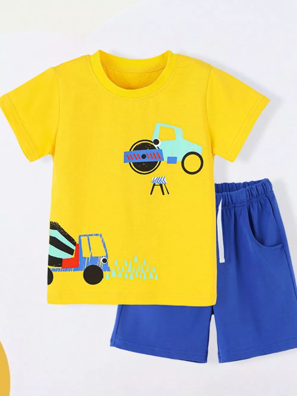 Children's Construction Vehicle Print T-Shirt and Shorts Set, image 2