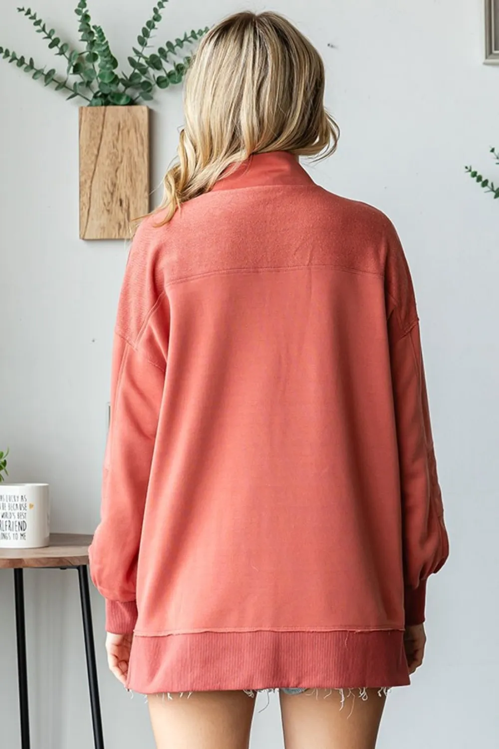 Grommet Split Neck Kangaroo Pocket Sweatshirt, image 2