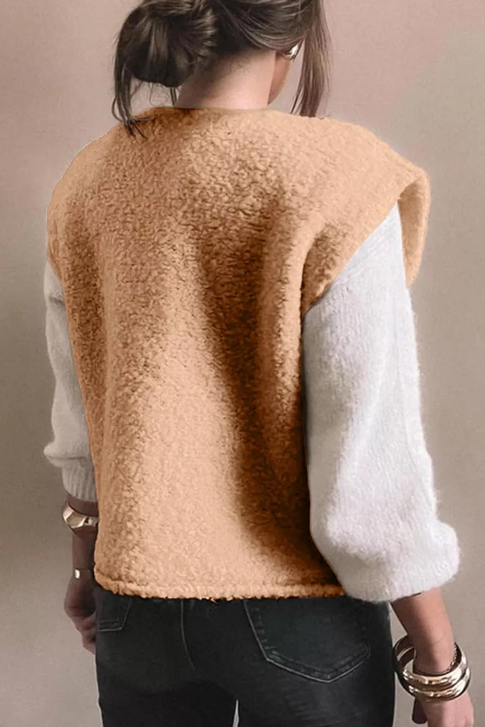 Fleece Button-Down Vest Coat, image 2