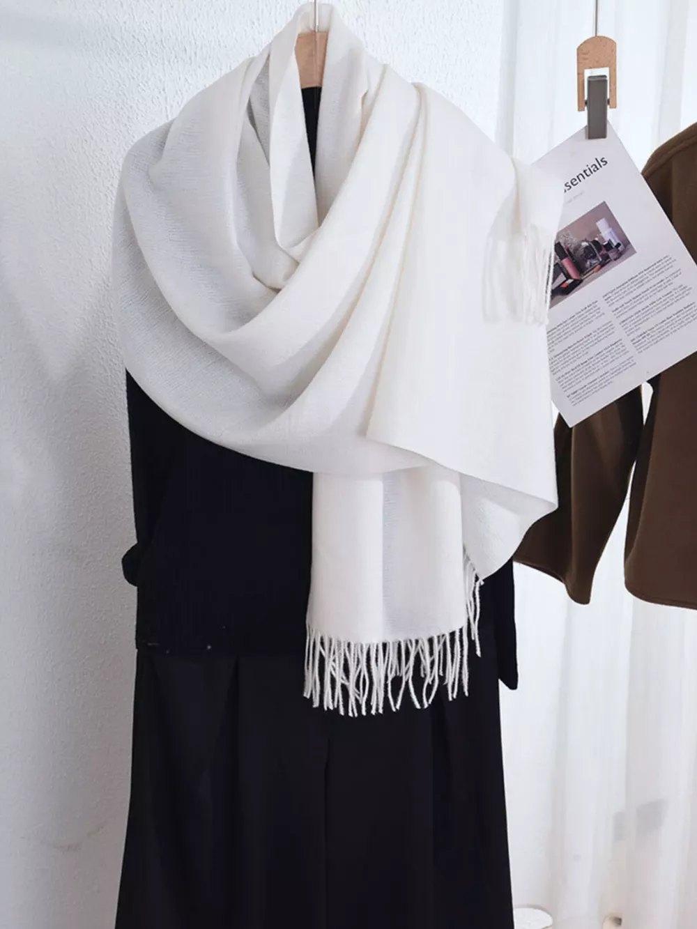 Solid Color Fringe Scarf, image 2