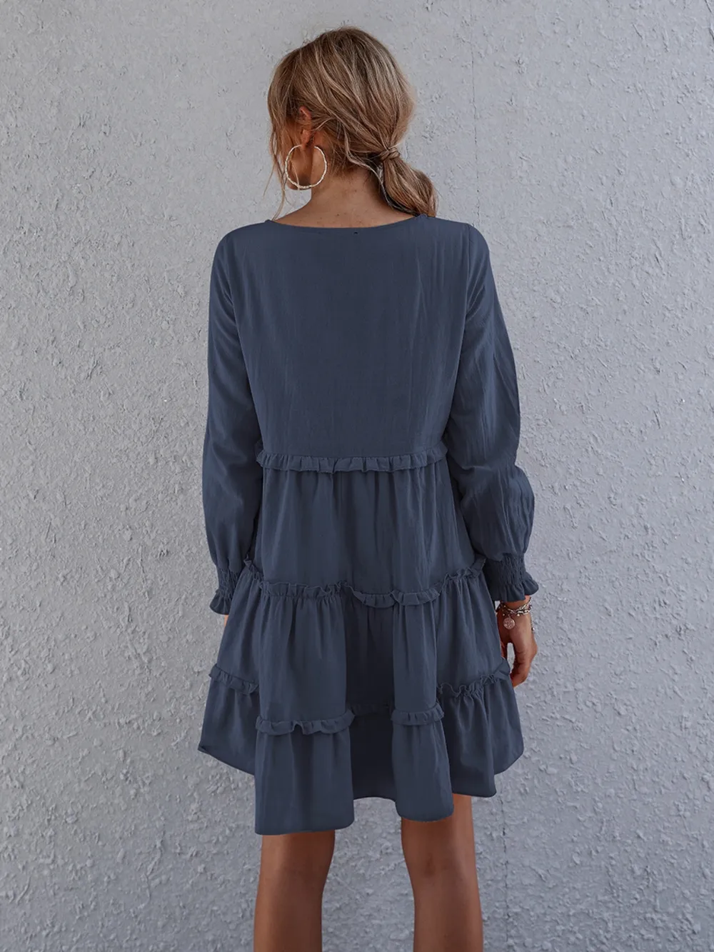 Frill Tiered Long Sleeve Mini Dress, image 12