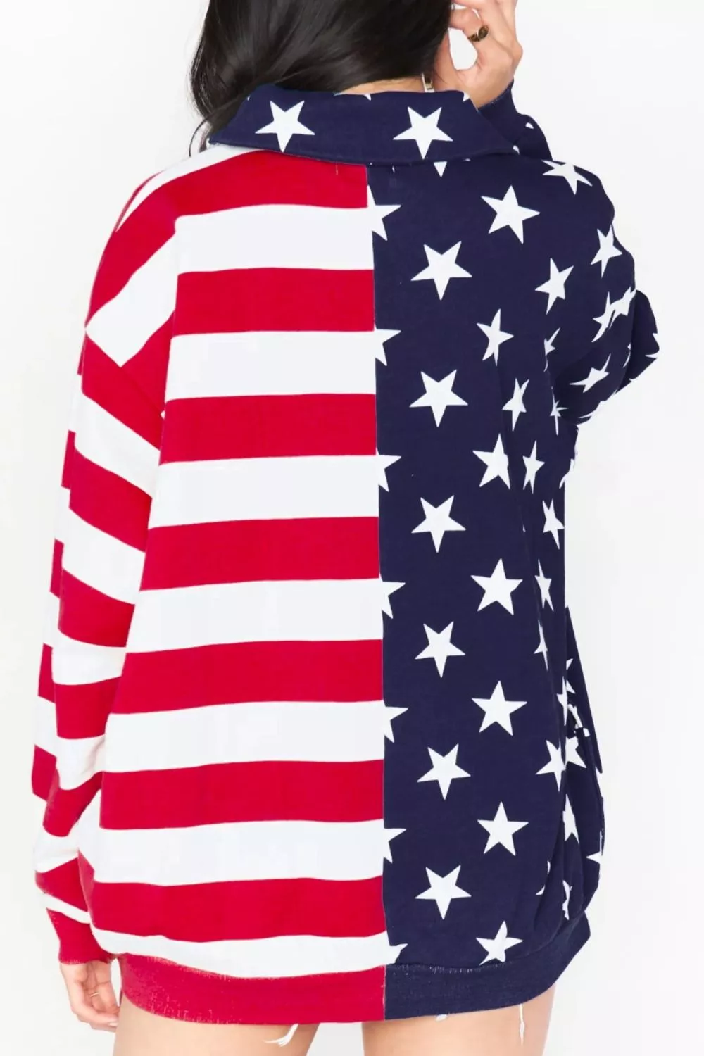 American Flag Print Half Zip Sweatshirt, image 3
