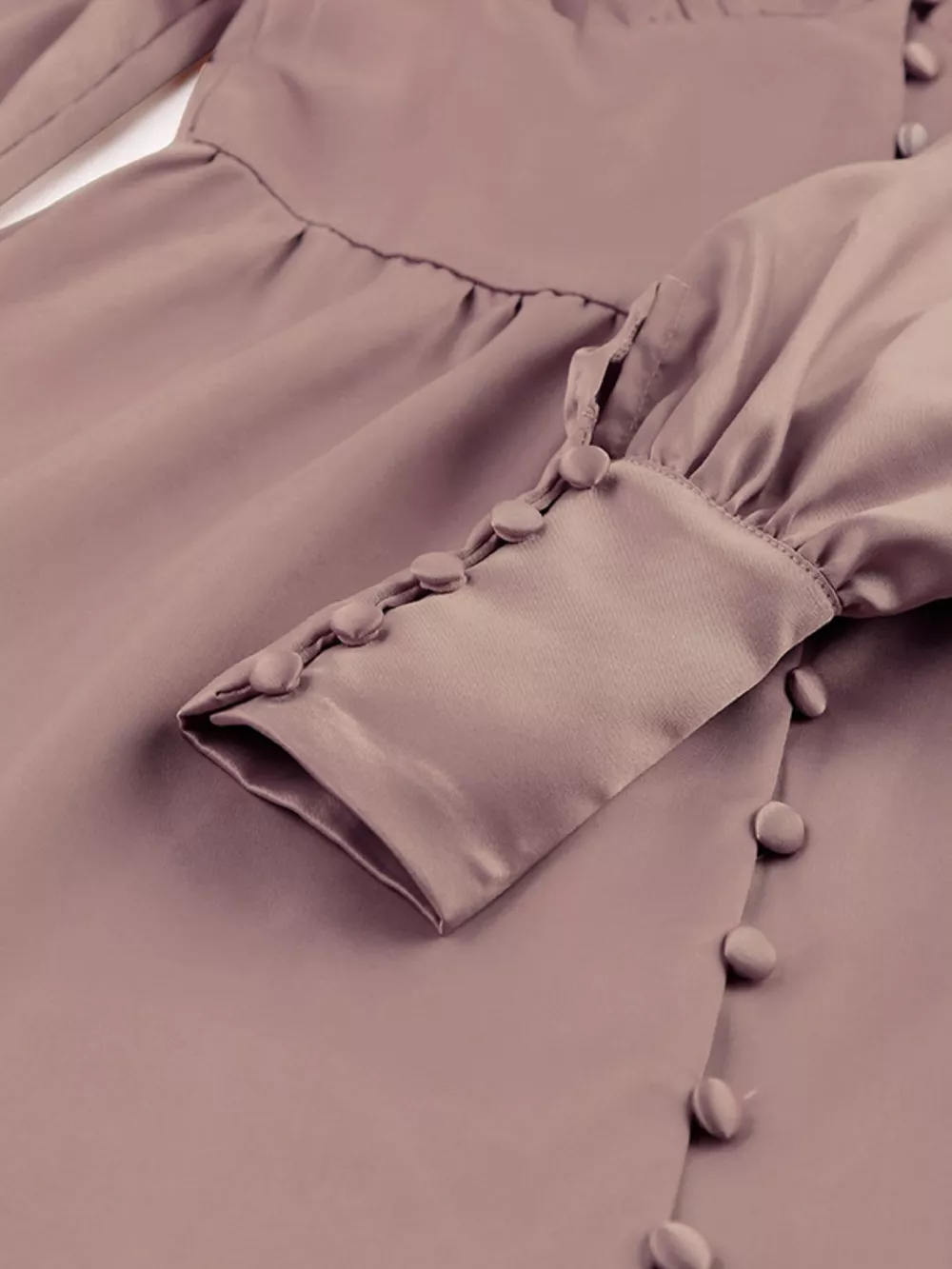 Elegant V-Neck Puff Sleeve Button-Down Midi Dress, image 27