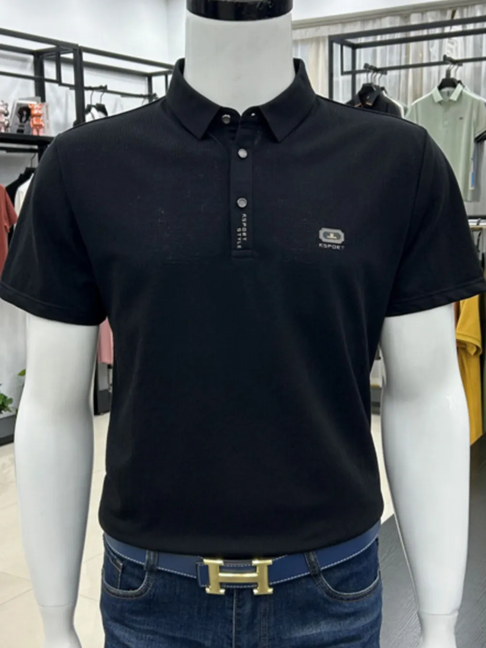 Men's Plus Size Short Sleeve Textured Polo