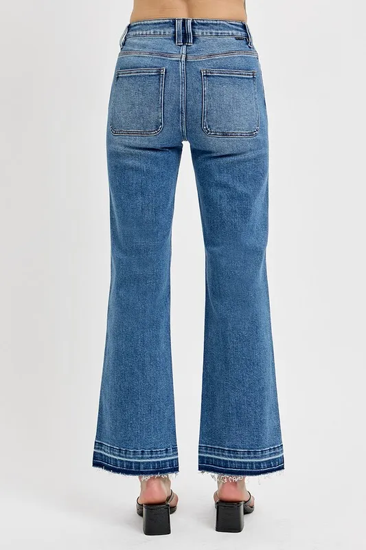 Full Size Raw Hem Ankle Bootcut Jeans Plus Size, image 2