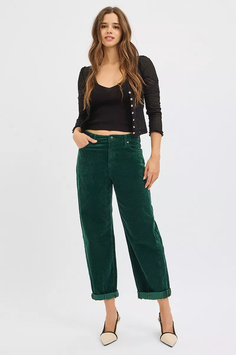 High Rise Crop Barrel Cordurory Pants, image 3