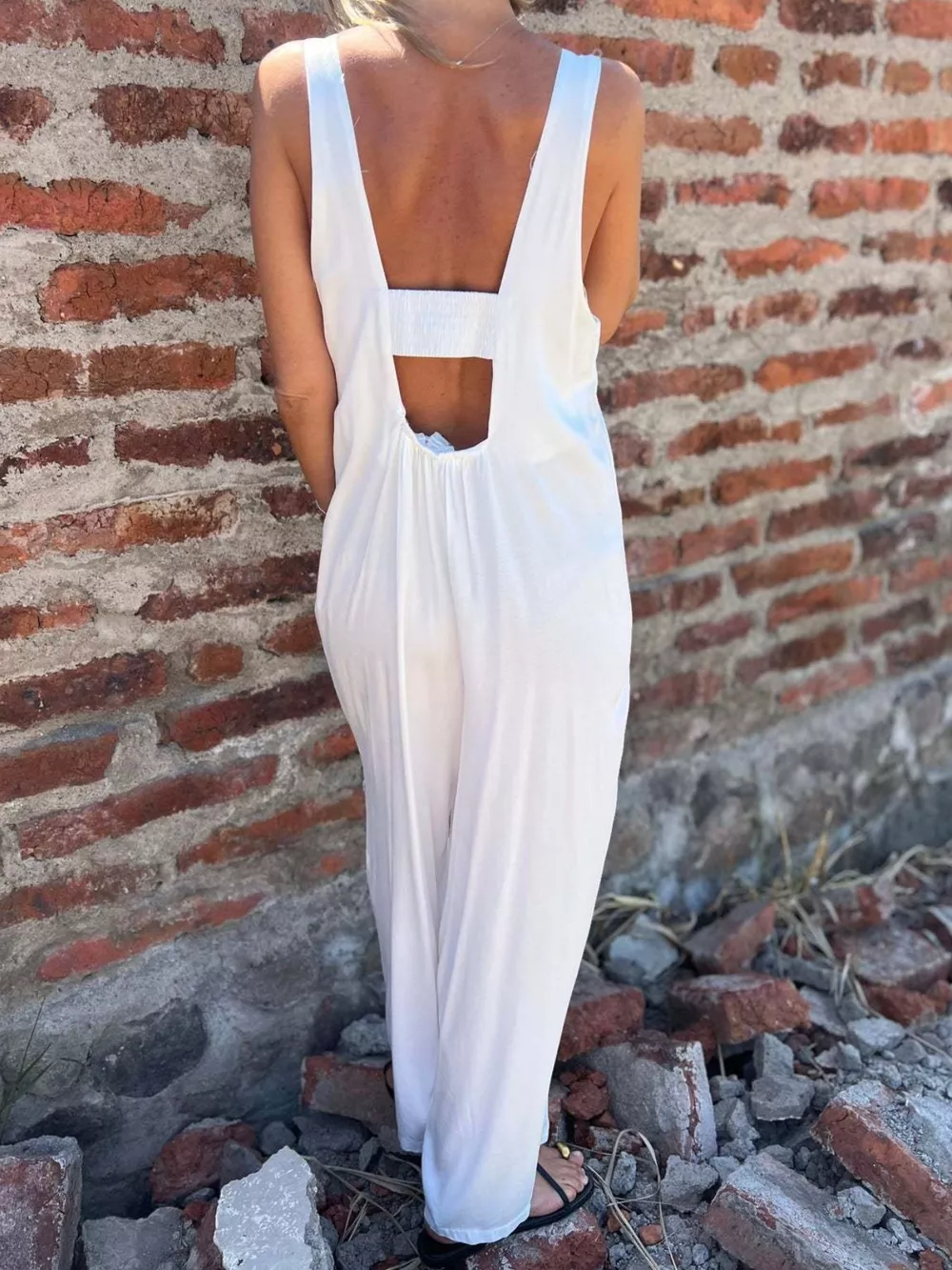 Full Size Button-Front Wide Leg Jumpsuit Plus Size, image 2
