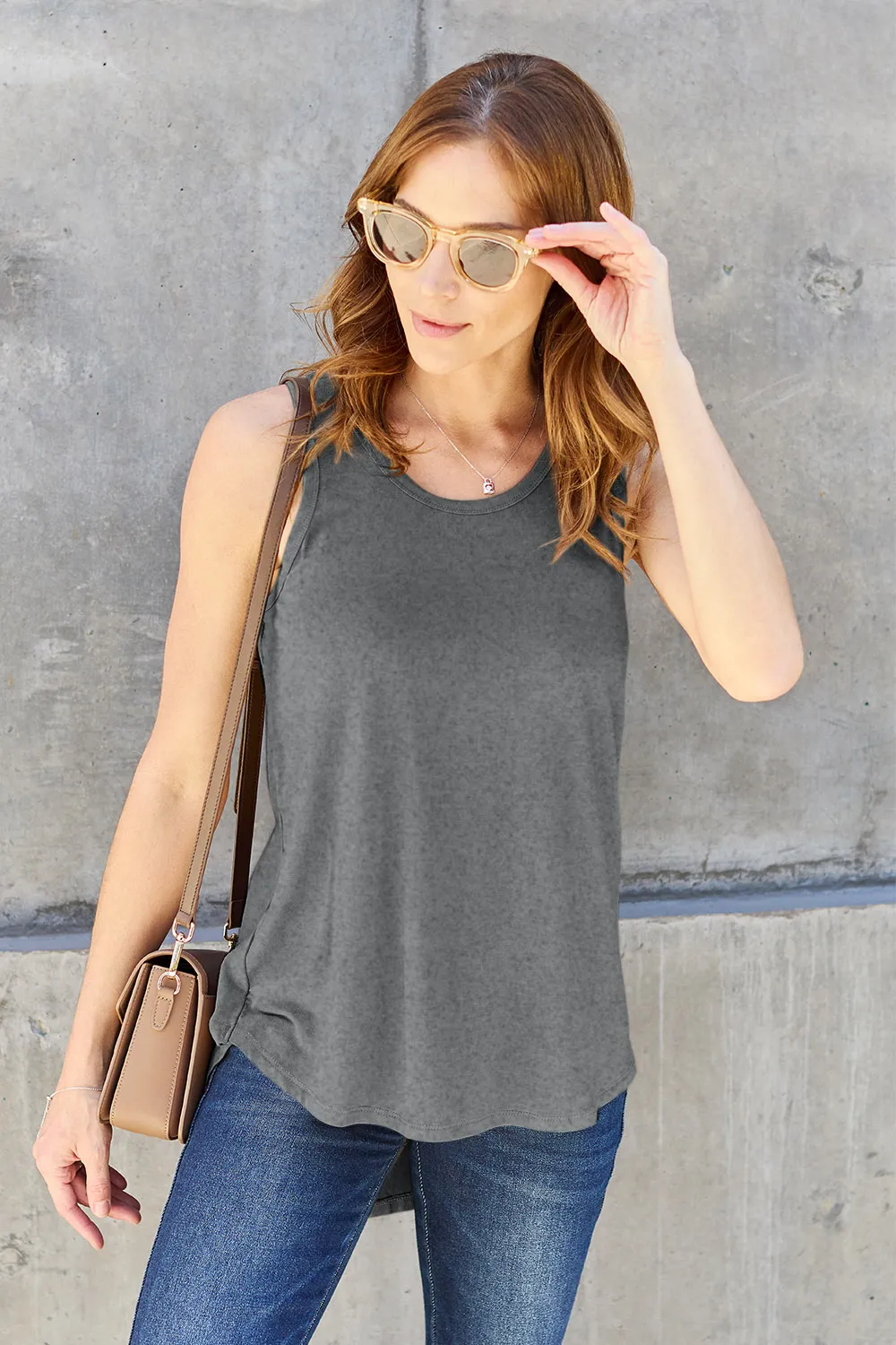 Full Size Round Neck Curved Hem Tank, image 6