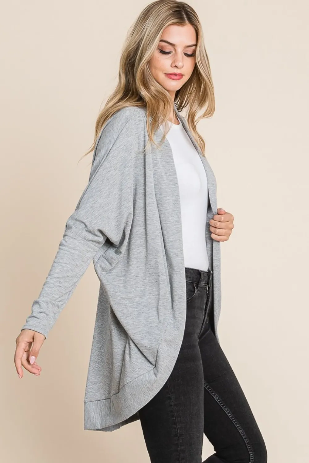 Open Front Long Sleeve Cocoon Cardigan, image 2