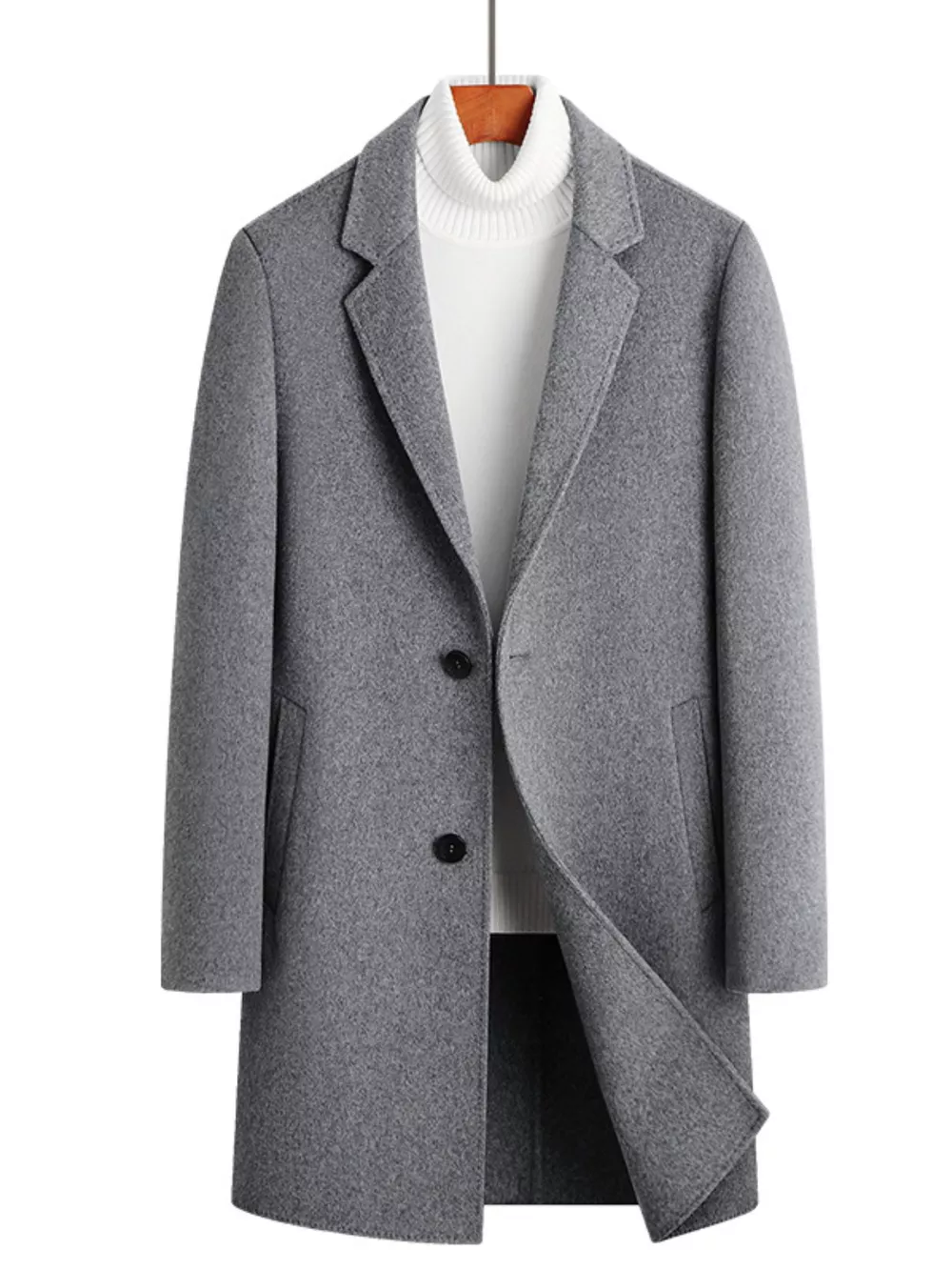 Men's Plus Size Classic Wool Blend Overcoat, image 5