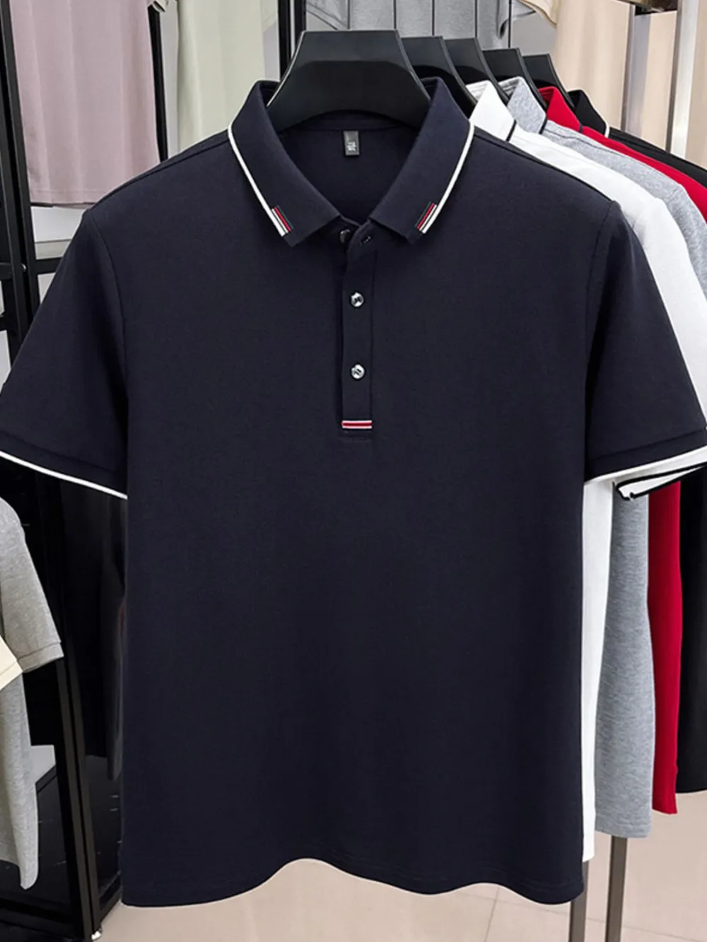 Men's Plus Size Button Detail Short Sleeve Polo, image 10