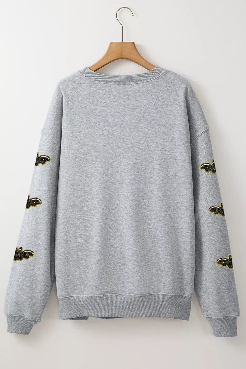 Sequin SPOOKY Halloween Bat Embellished Sleeve Pullover Sweatshirt, image 9