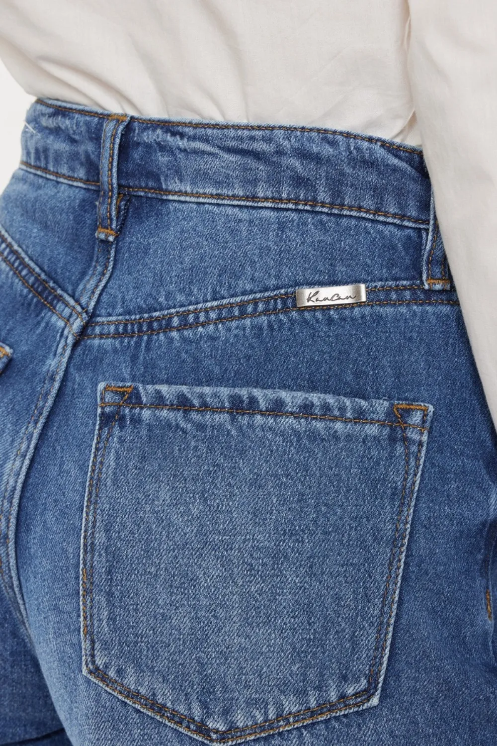 Distressed Button-Fly High Waist Denim Shorts, image 6