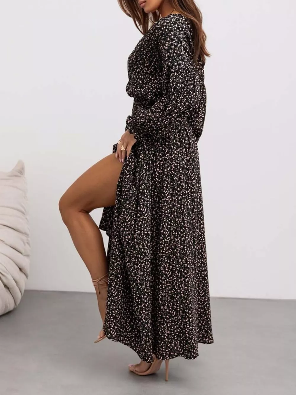 Bohemian Printed Maxi Dress with Plunging Neckline, image 16