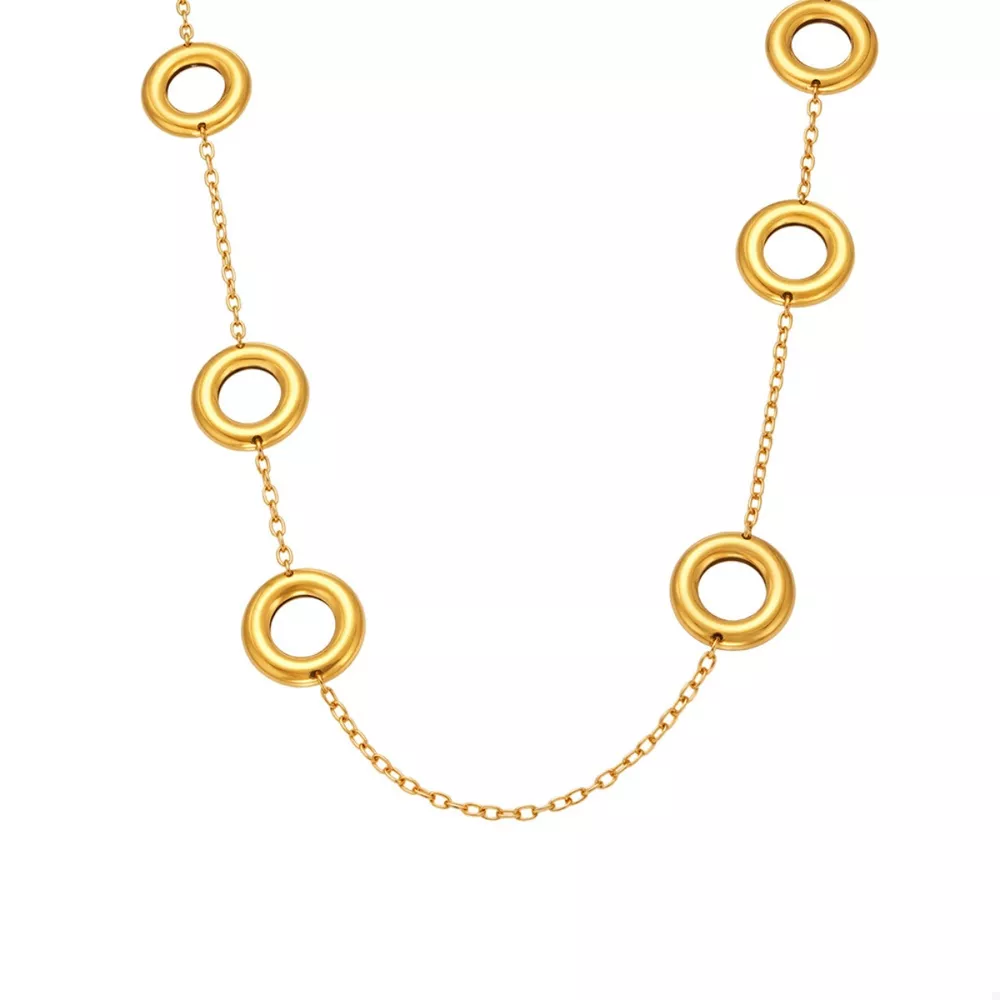 18K Gold-Plated Circle Chain Statement Necklace, image 8