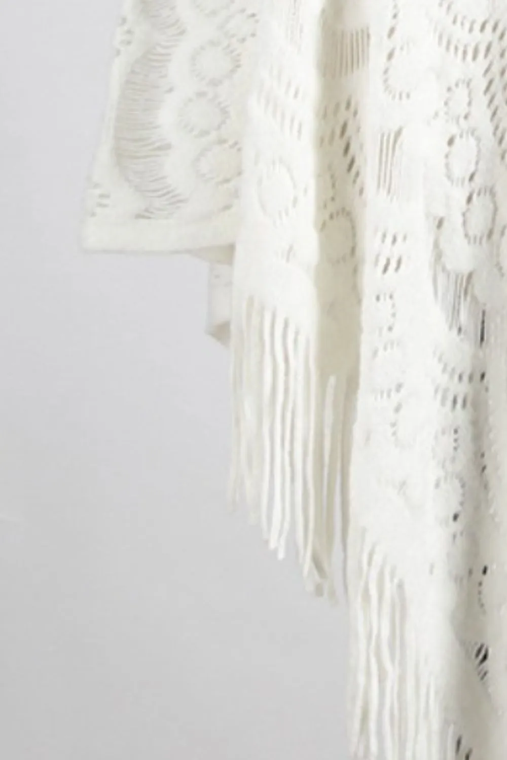 Fringe Openwork Surplice Cape Sleeve Poncho, image 18