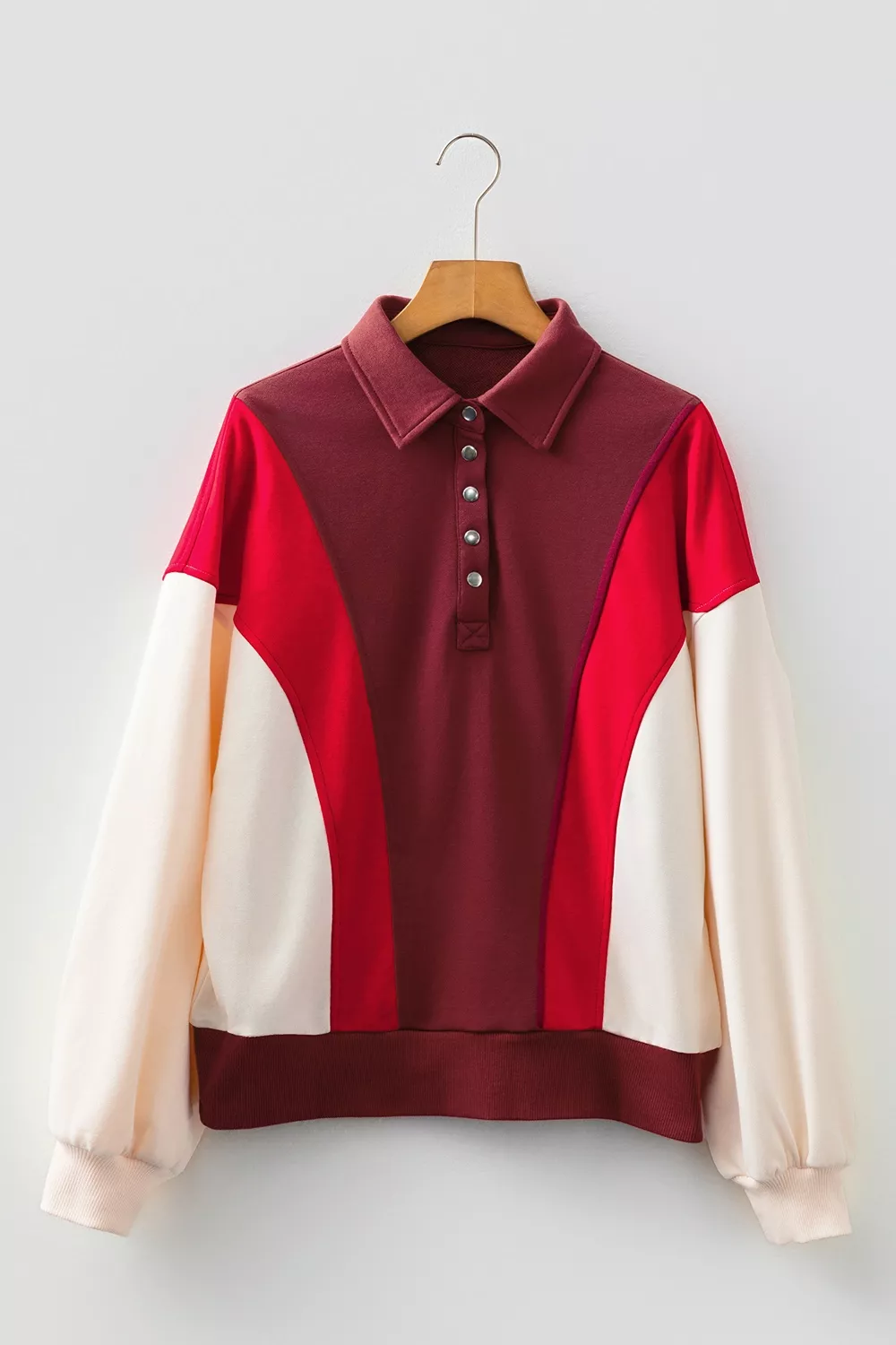 Color-Block Snap-Button Oversized Sweatshirt, image 5