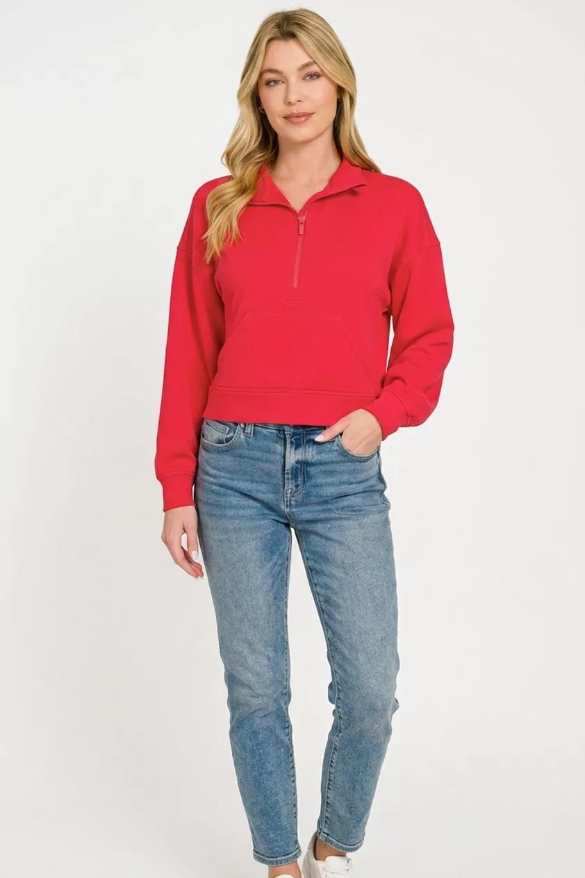 Scuba Half Zip Pullover With Kangaroo Pockets, image 3