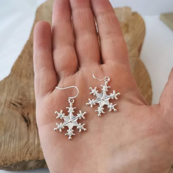 Silver-Plated Snowflakes Earrings, image 4