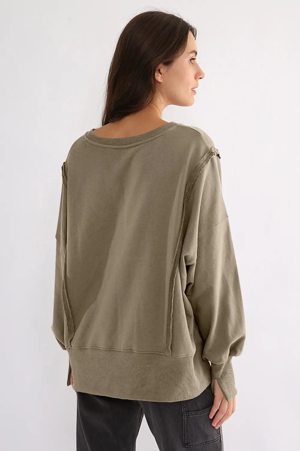 Exposed Seam High-Low Long Sleeve Sweatshirt, image 21