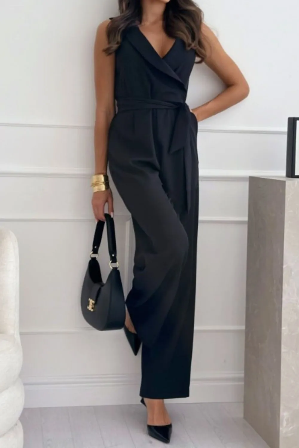 Surplice Sleeveless Wide Leg Jumpsuit, image 2