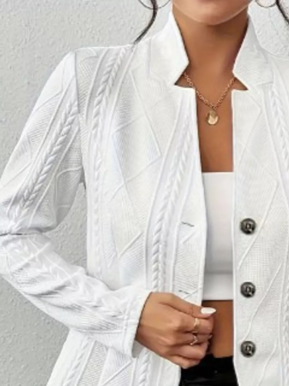 Textured Knit Button-Front Blazer, image 5