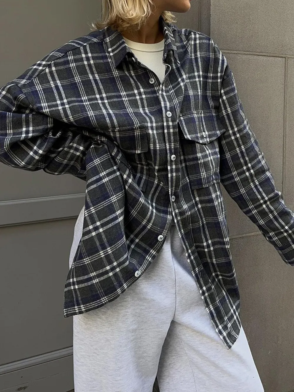 Pocketed Plaid Button Up Shacket, image 6