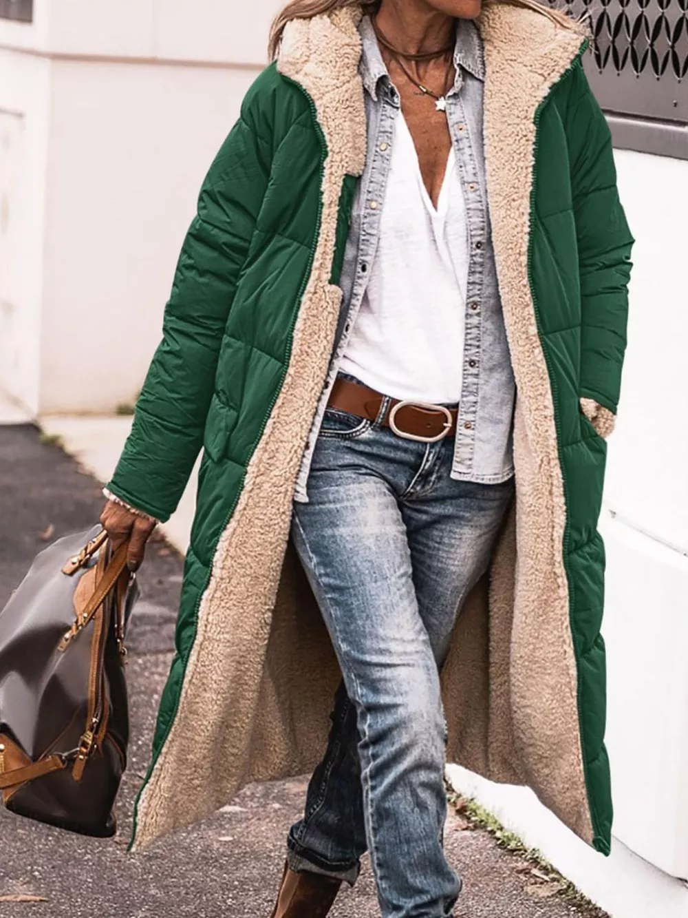 Full Size Longline Sherpa-Lined Hooded Outerwear Plus Size, image 18