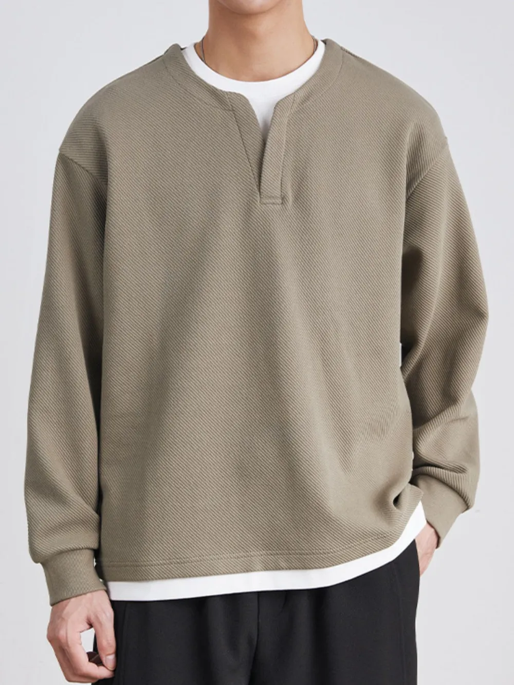 Men's Plus Round Neck Long Sleeve Sweatshirt, image 2