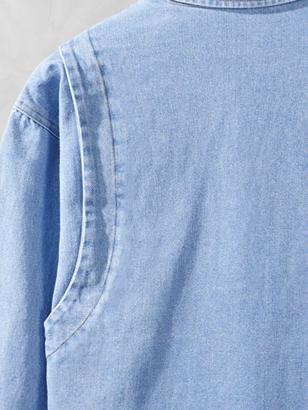 Men's Plus Size Button Up Long Sleeve Denim Shirt, image 5