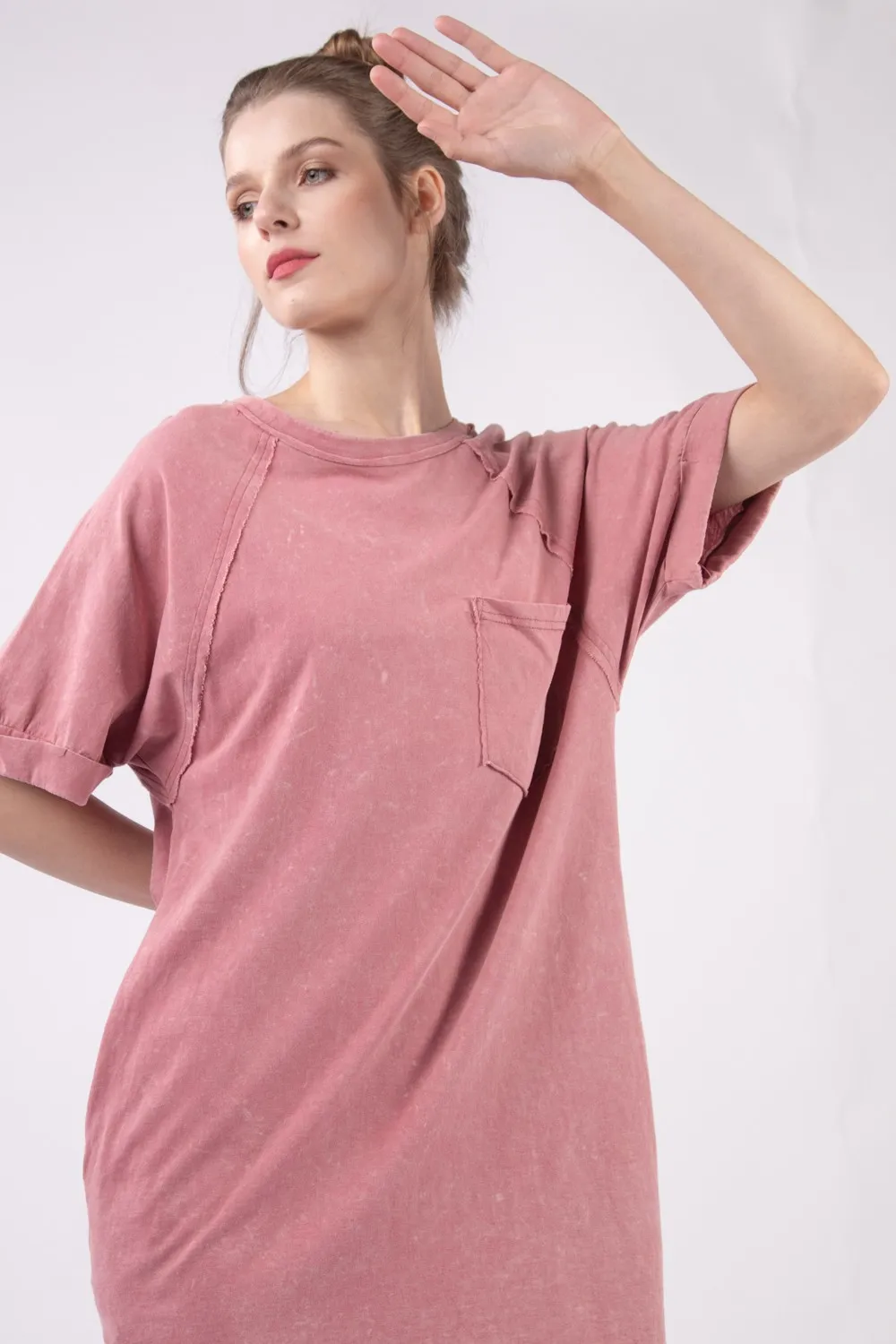 Washed Round Neck Mini Tee Dress, image 4