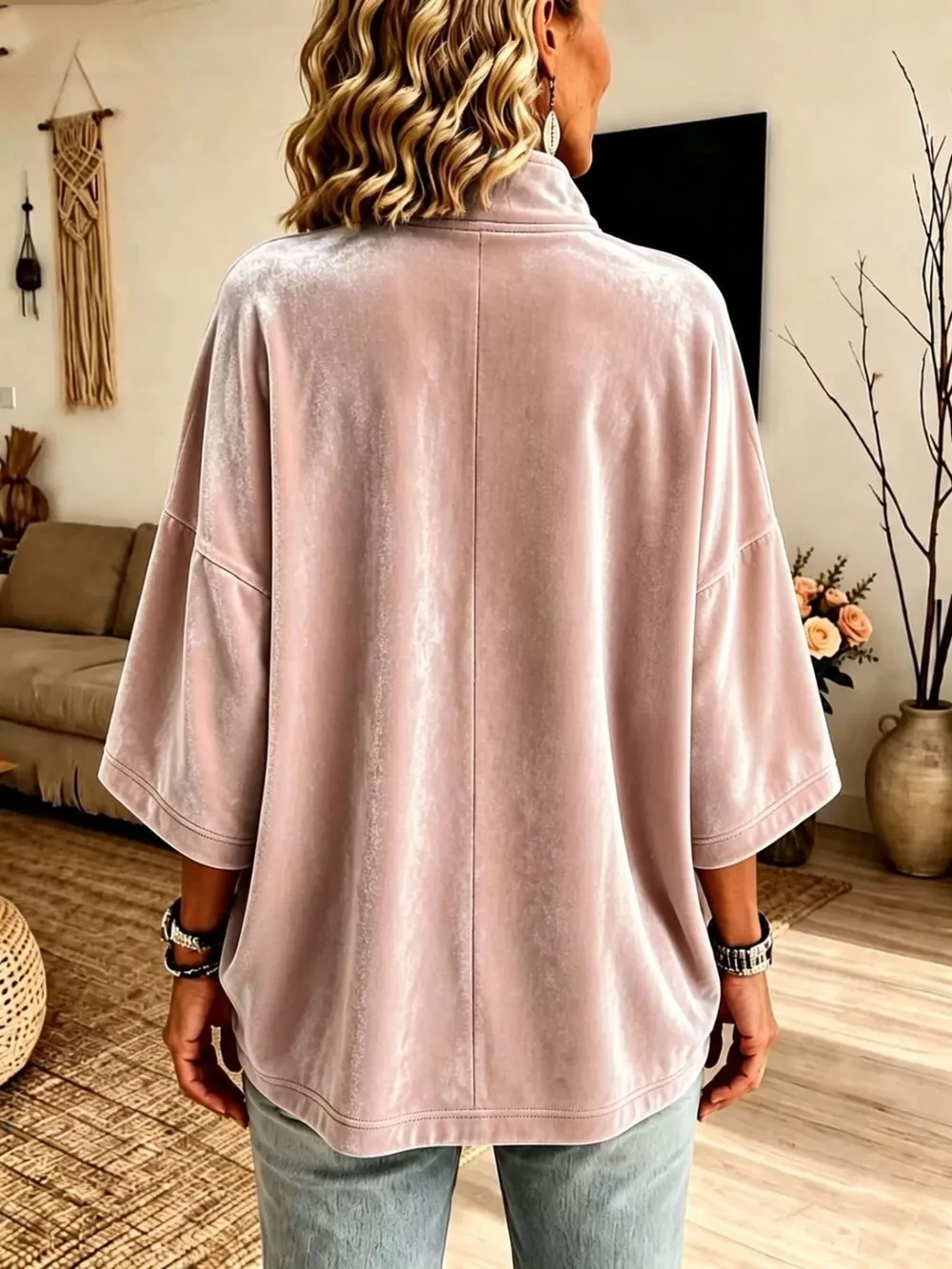 Full Size Velvet Quarter-Zip Sweatshirt Plus Size, image 3
