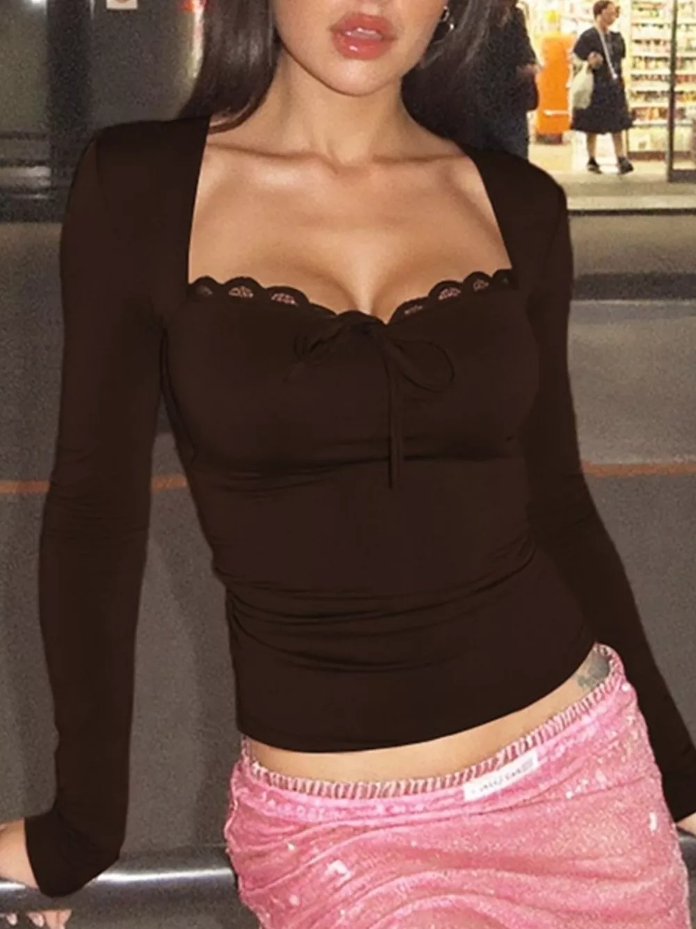 Lace Trim Long Sleeve T-Shirt, image 18