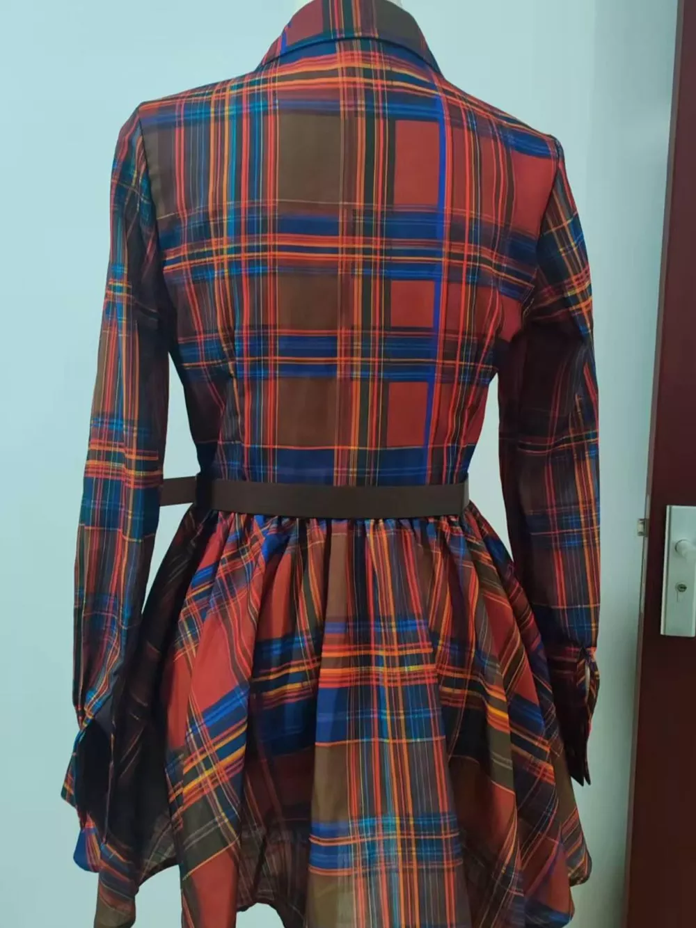 Full Size Plaid Long Sleeve Shirt Dress Plus Size, image 5