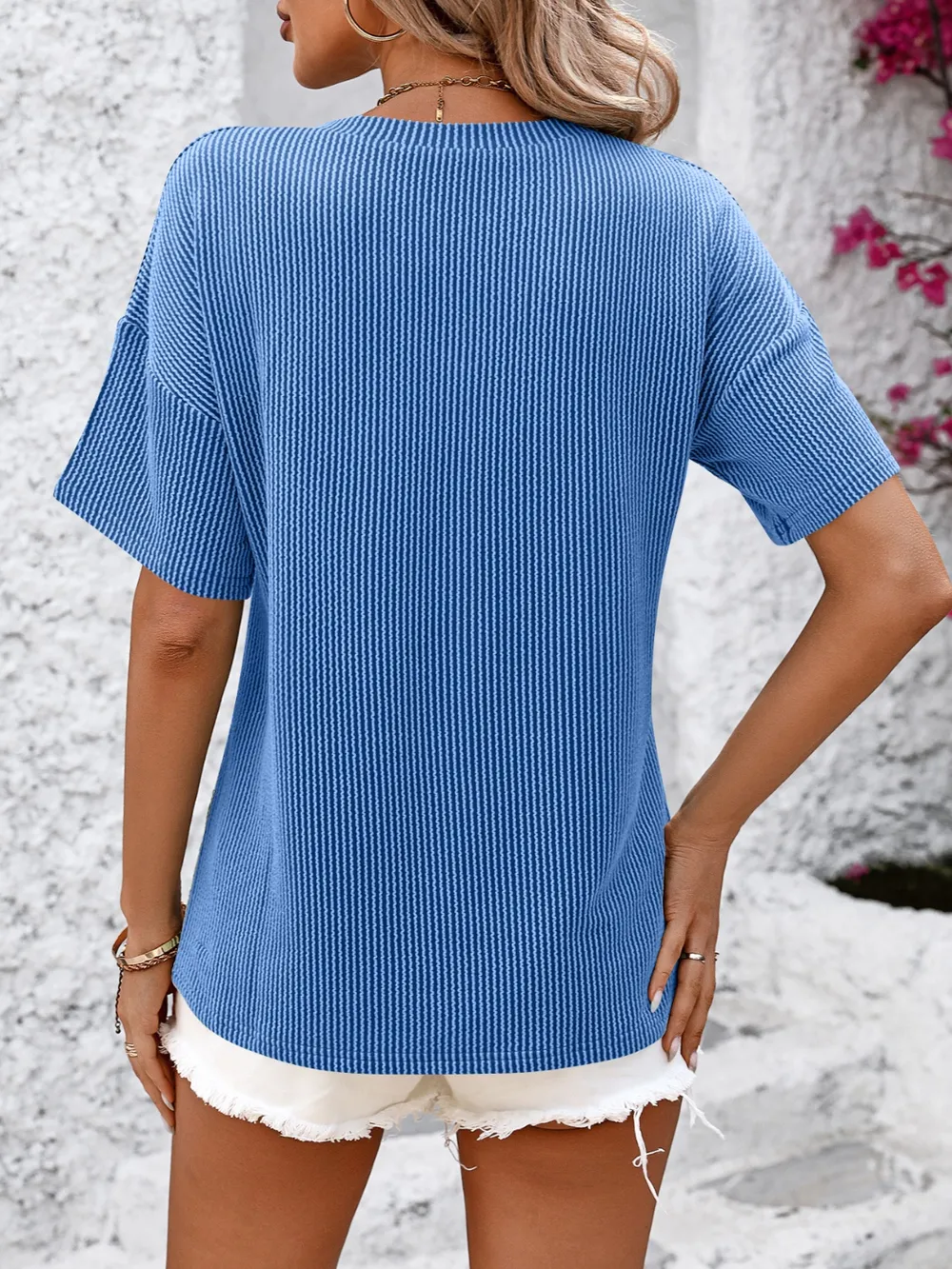 V-Neck Dropped Shoulder T-Shirt, image 6