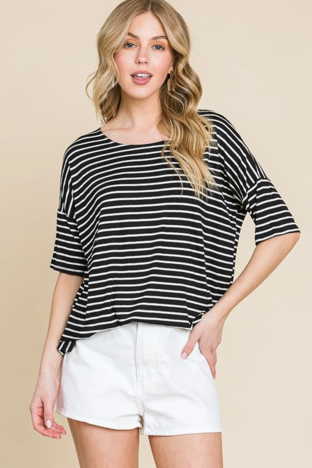 Striped Round Neck T-Shirt, image 2